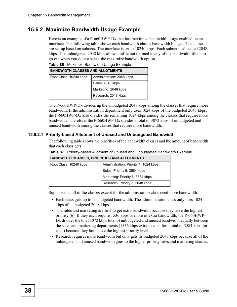 2 maximize bandwidth usage example | ZyXEL Communications 802.11g HomePlug AV ADSL2+ Gateway P-660HWP-Dx User Manual | Page 226 / 402