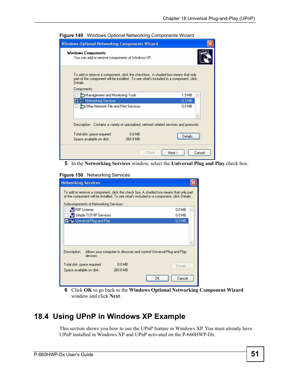 4 using upnp in windows xp example | ZyXEL Communications 802.11g HomePlug AV ADSL2+ Gateway P-660HWP-Dx User Manual | Page 255 / 402