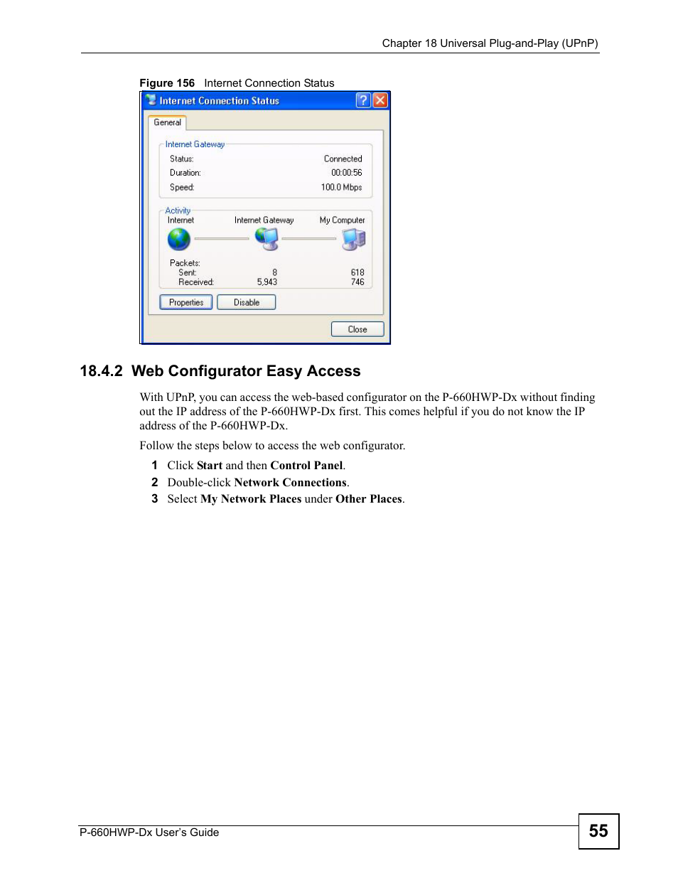 2 web configurator easy access, Figure 156 internet connection status | ZyXEL Communications 802.11g HomePlug AV ADSL2+ Gateway P-660HWP-Dx User Manual | Page 259 / 402