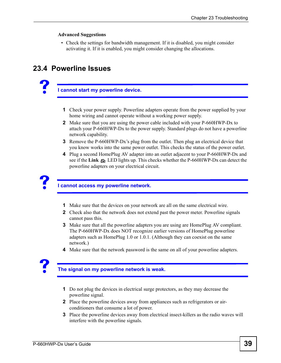 4 powerline issues, Powerline issues | ZyXEL Communications 802.11g HomePlug AV ADSL2+ Gateway P-660HWP-Dx User Manual | Page 301 / 402
