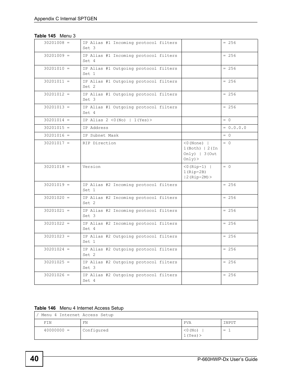 Table 146 menu 4 internet access setup | ZyXEL Communications 802.11g HomePlug AV ADSL2+ Gateway P-660HWP-Dx User Manual | Page 330 / 402