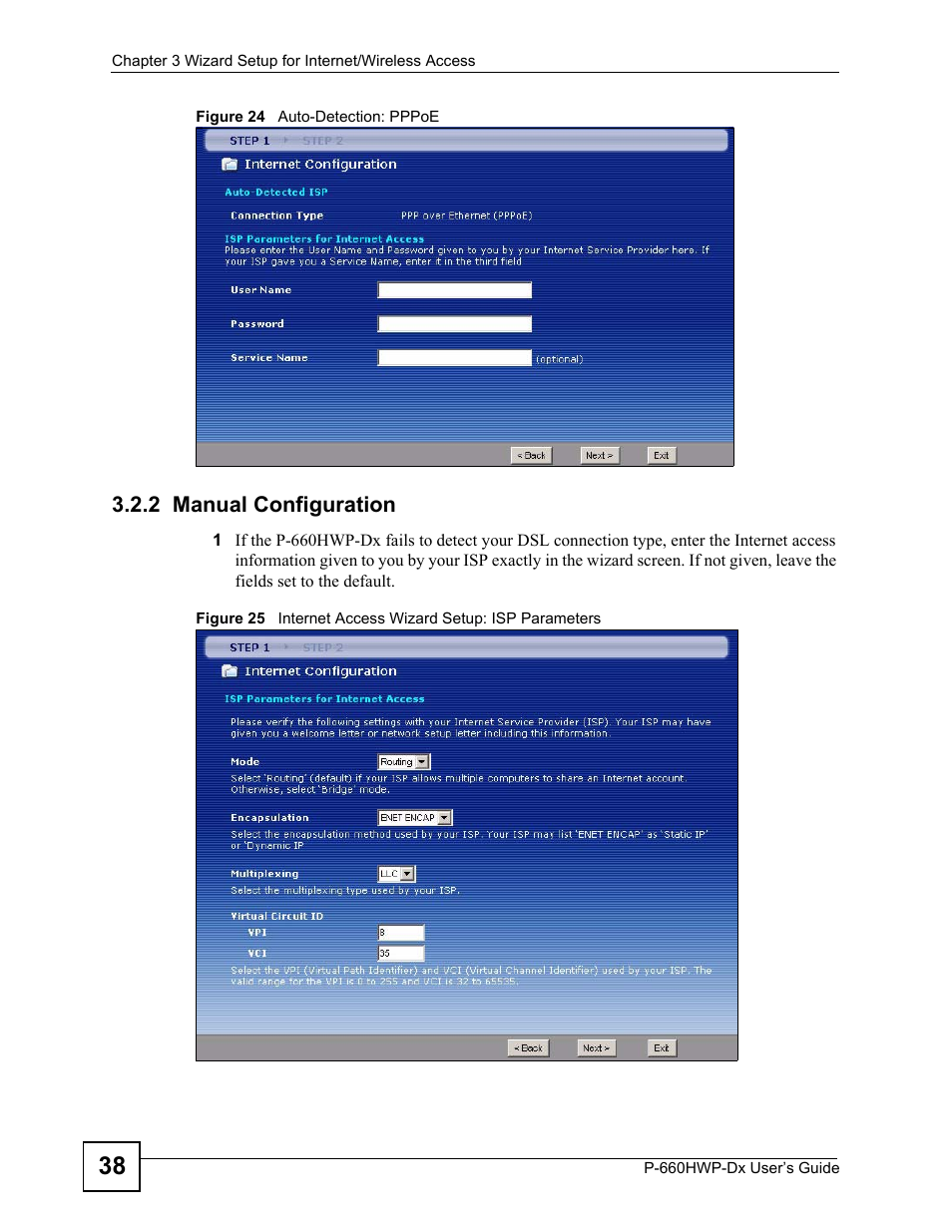 2 manual configuration | ZyXEL Communications 802.11g HomePlug AV ADSL2+ Gateway P-660HWP-Dx User Manual | Page 62 / 402