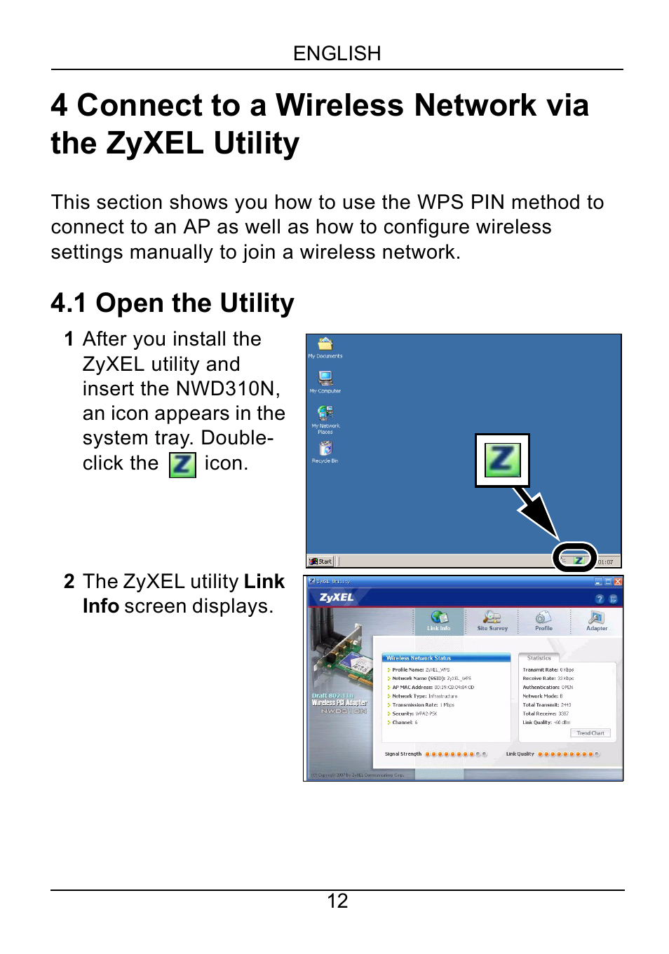 1 open the utility | ZyXEL Communications NWD310N User Manual | Page 12 / 127
