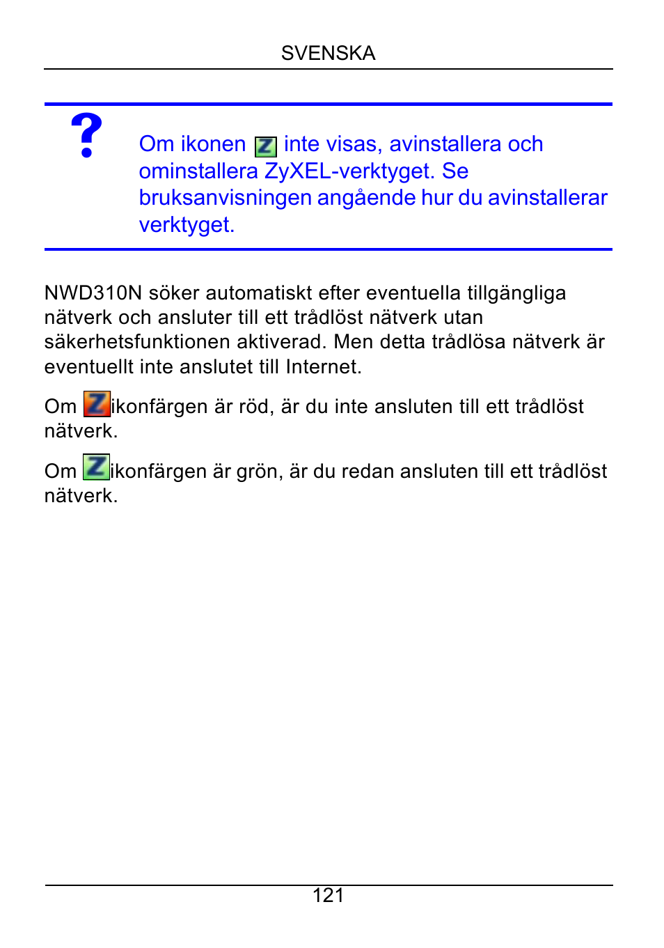 ZyXEL Communications NWD310N User Manual | Page 121 / 127