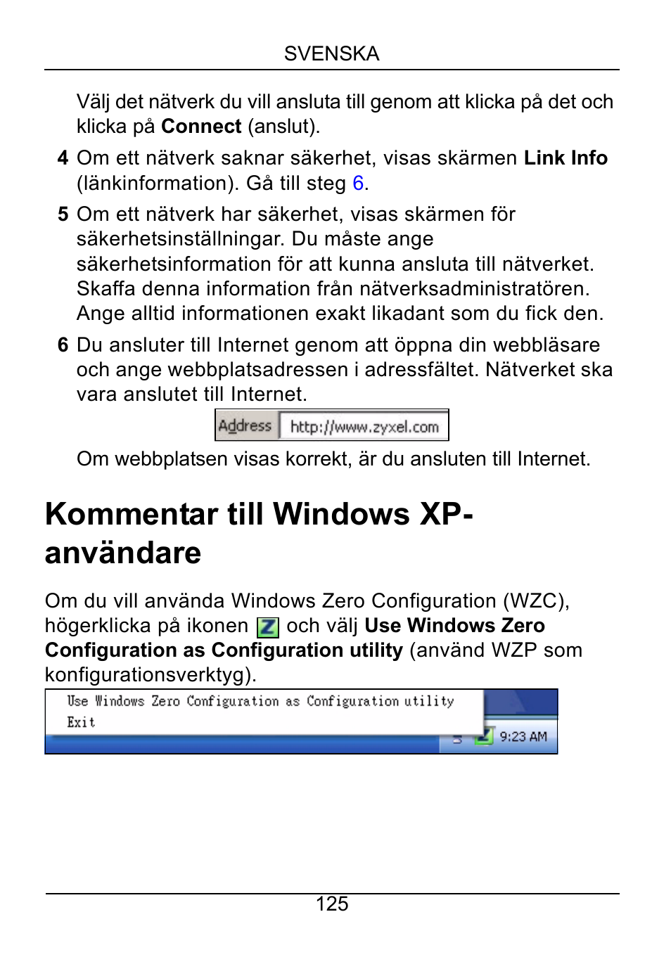 Kommentar till windows xp- användare | ZyXEL Communications NWD310N User Manual | Page 125 / 127