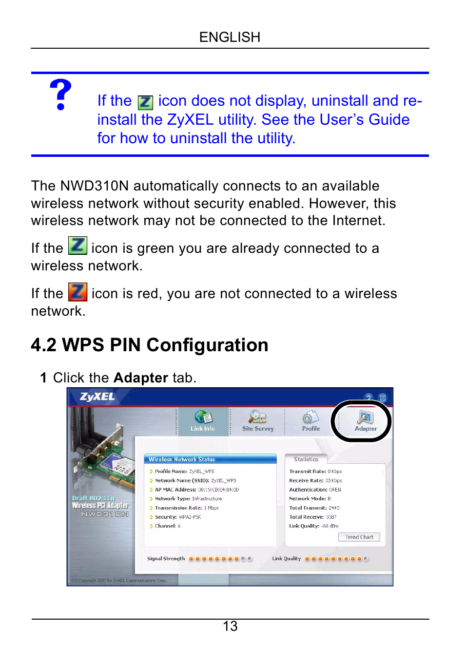 2 wps pin configuration | ZyXEL Communications NWD310N User Manual | Page 13 / 127