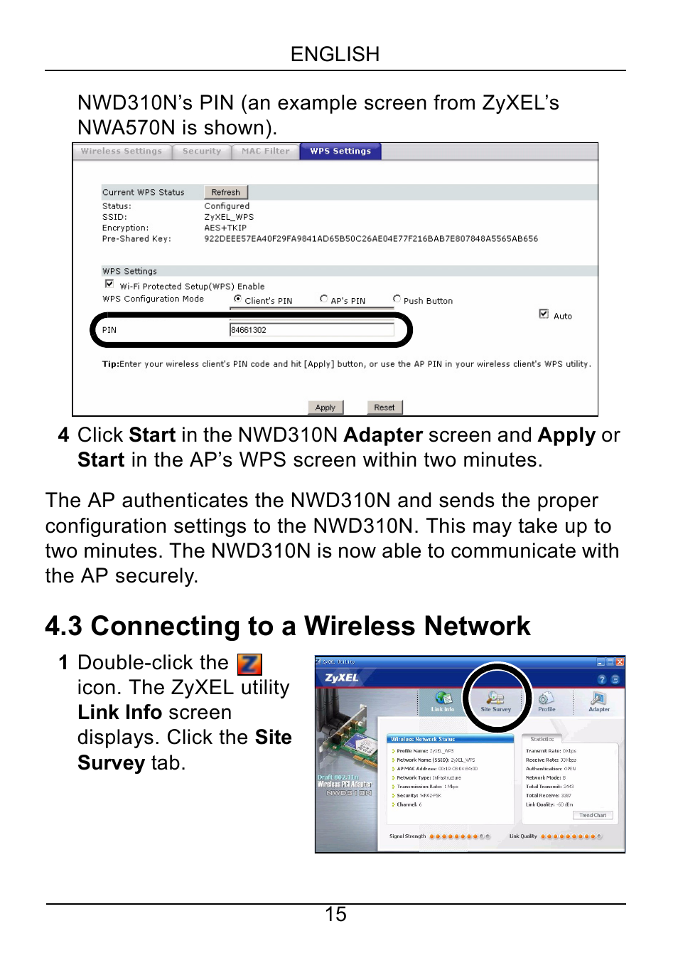3 connecting to a wireless network | ZyXEL Communications NWD310N User Manual | Page 15 / 127