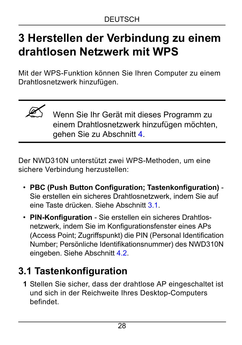 1 tastenkonfiguration | ZyXEL Communications NWD310N User Manual | Page 28 / 127