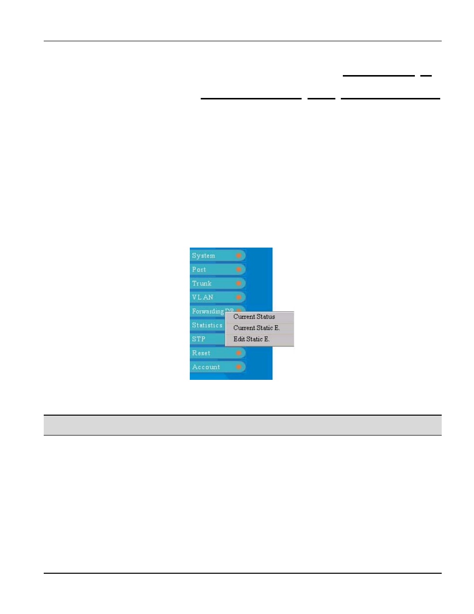 Forwarding db (database), Introduction, Current forwarding db status | Chapter 8 forwarding db (database), 1 introduction, 2 current forwarding db status | ZyXEL Communications PES-1014 User Manual | Page 51 / 81
