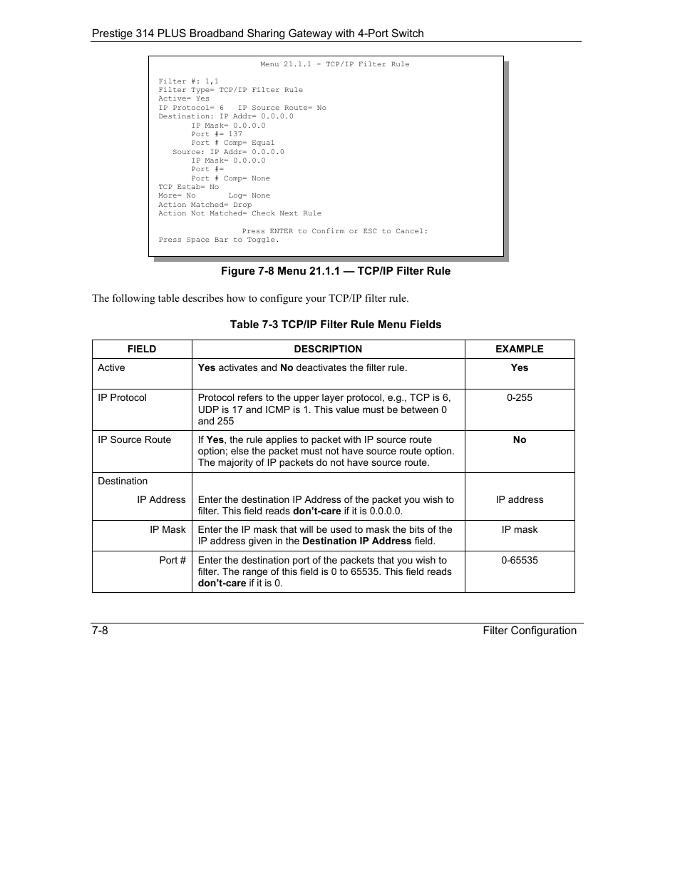 ZyXEL Communications Prestige 314 PLUS User Manual | Page 114 / 225