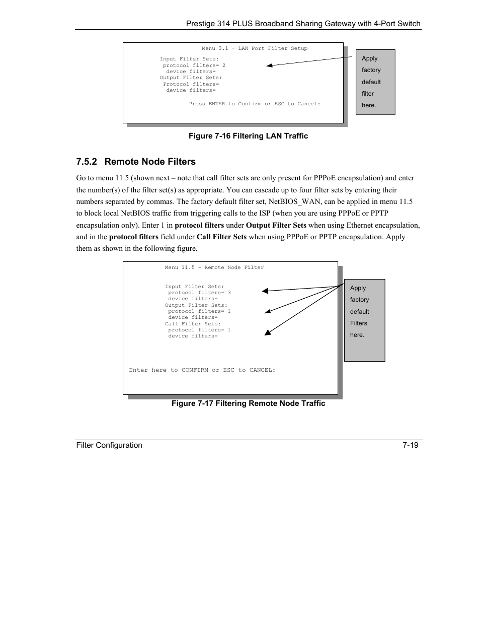 Remote node filters, 2 remote node filters | ZyXEL Communications Prestige 314 PLUS User Manual | Page 125 / 225