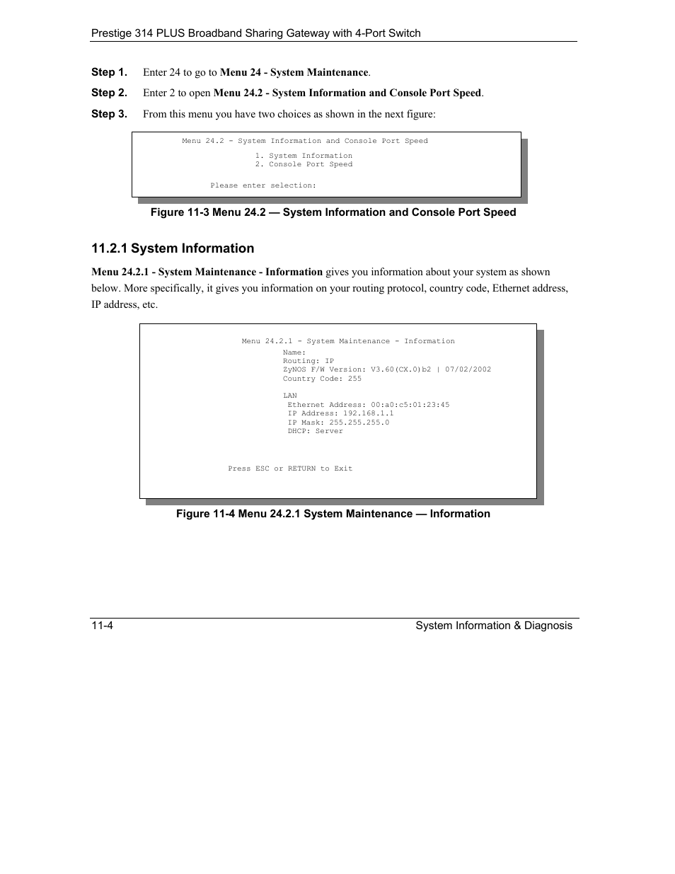 System information, 1 system information | ZyXEL Communications Prestige 314 PLUS User Manual | Page 152 / 225