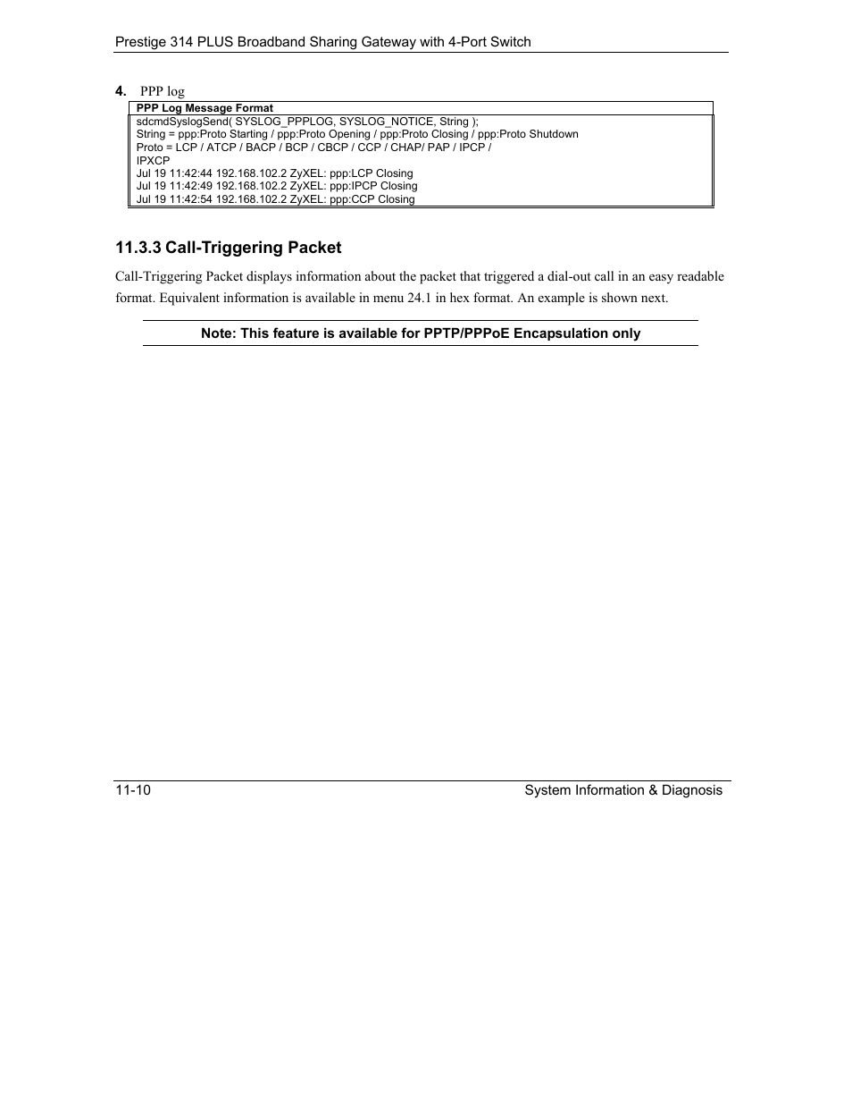 Call-triggering packet, 3 call-triggering packet | ZyXEL Communications Prestige 314 PLUS User Manual | Page 158 / 225