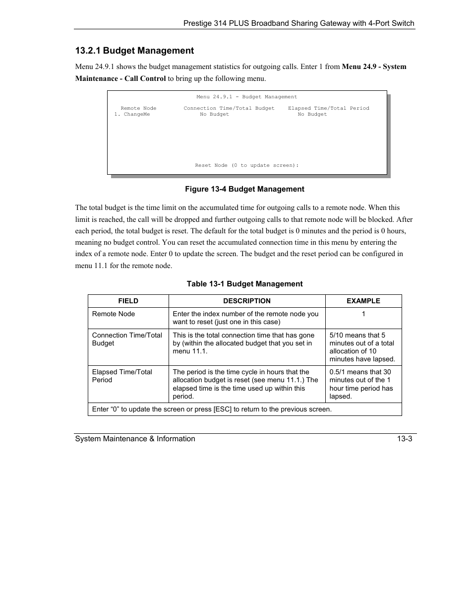Budget management, 1 budget management | ZyXEL Communications Prestige 314 PLUS User Manual | Page 183 / 225