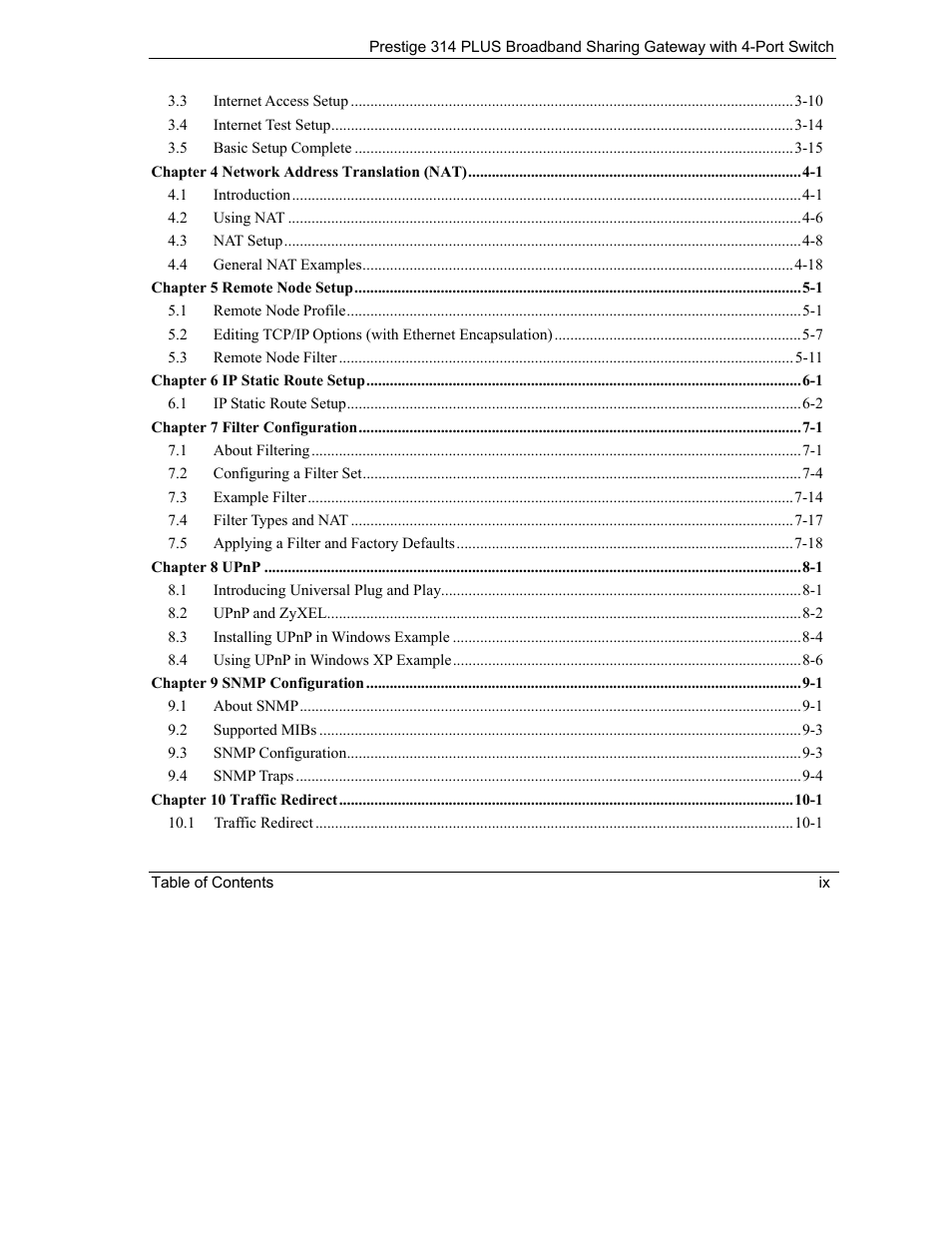 ZyXEL Communications Prestige 314 PLUS User Manual | Page 9 / 225