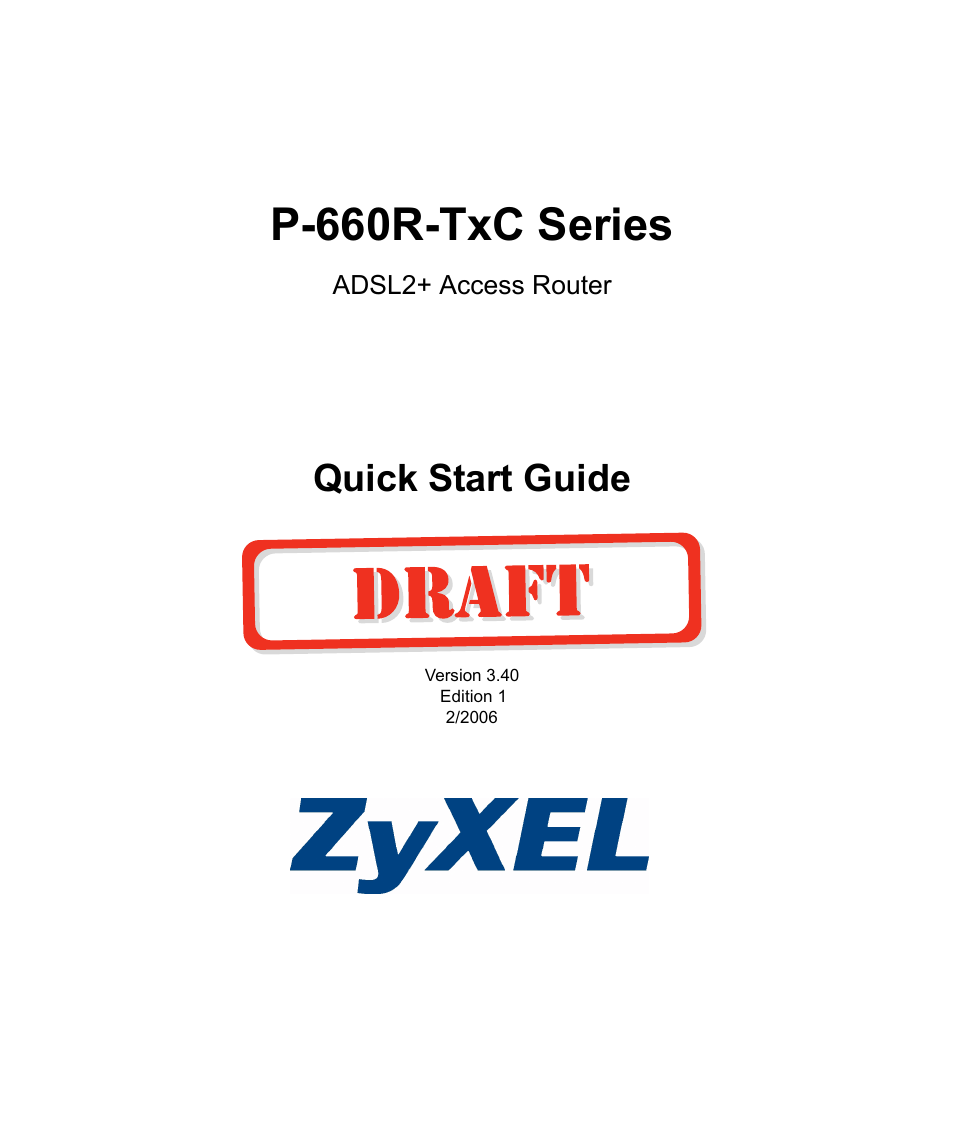 ZyXEL Communications ADSL2+ Access Router P-660R-T1 v2 User Manual | 9 pages