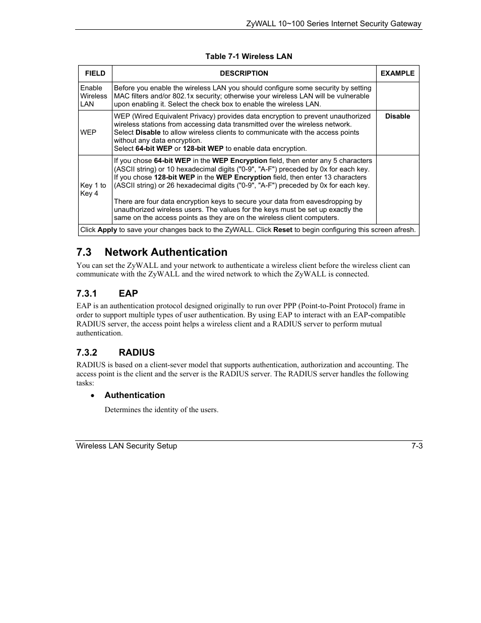 Network authentication, 3 network authentication | ZyXEL Communications 10 User Manual | Page 101 / 495