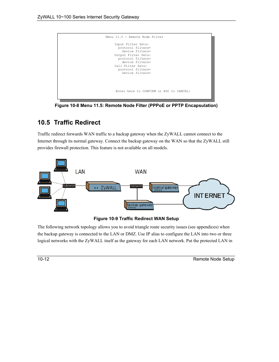 Traffic redirect, 5 traffic redirect | ZyXEL Communications 10 User Manual | Page 134 / 495
