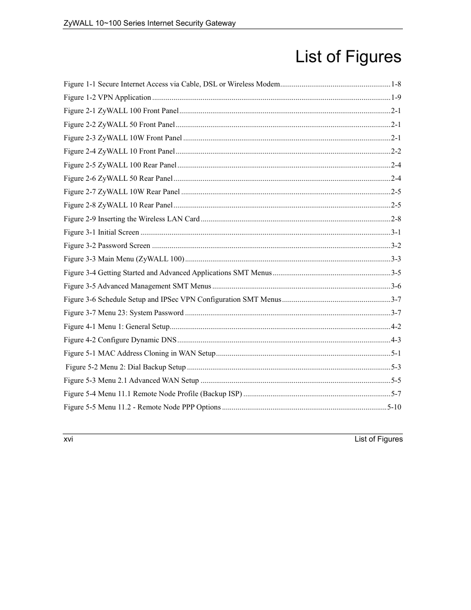 List of figures | ZyXEL Communications 10 User Manual | Page 16 / 495