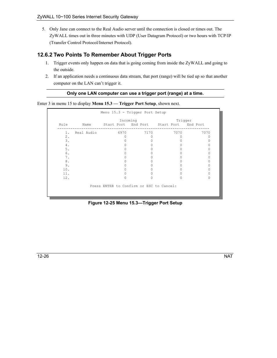 2 two points to remember about trigger ports | ZyXEL Communications 10 User Manual | Page 168 / 495