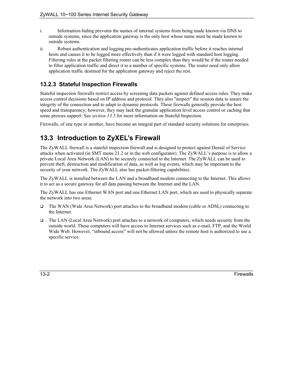 Introduction to zyxel’s firewall, 3 introduction to zyxel’s firewall | ZyXEL Communications 10 User Manual | Page 174 / 495