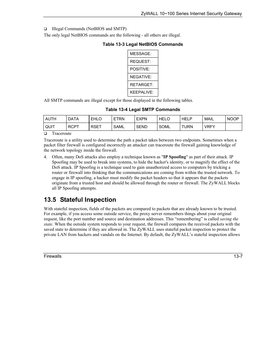 Stateful inspection, 5 stateful inspection | ZyXEL Communications 10 User Manual | Page 179 / 495