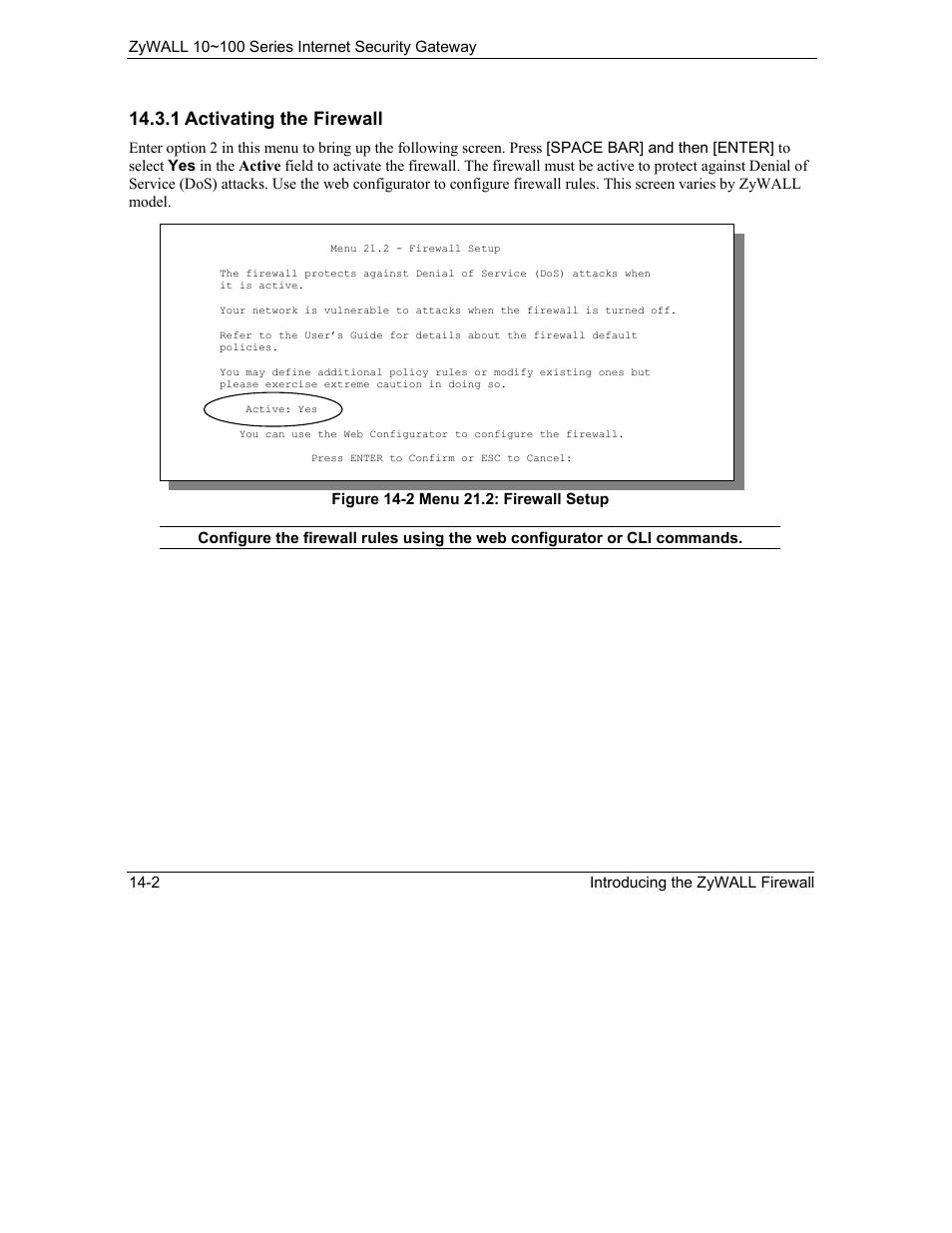 1 activating the firewall | ZyXEL Communications 10 User Manual | Page 188 / 495