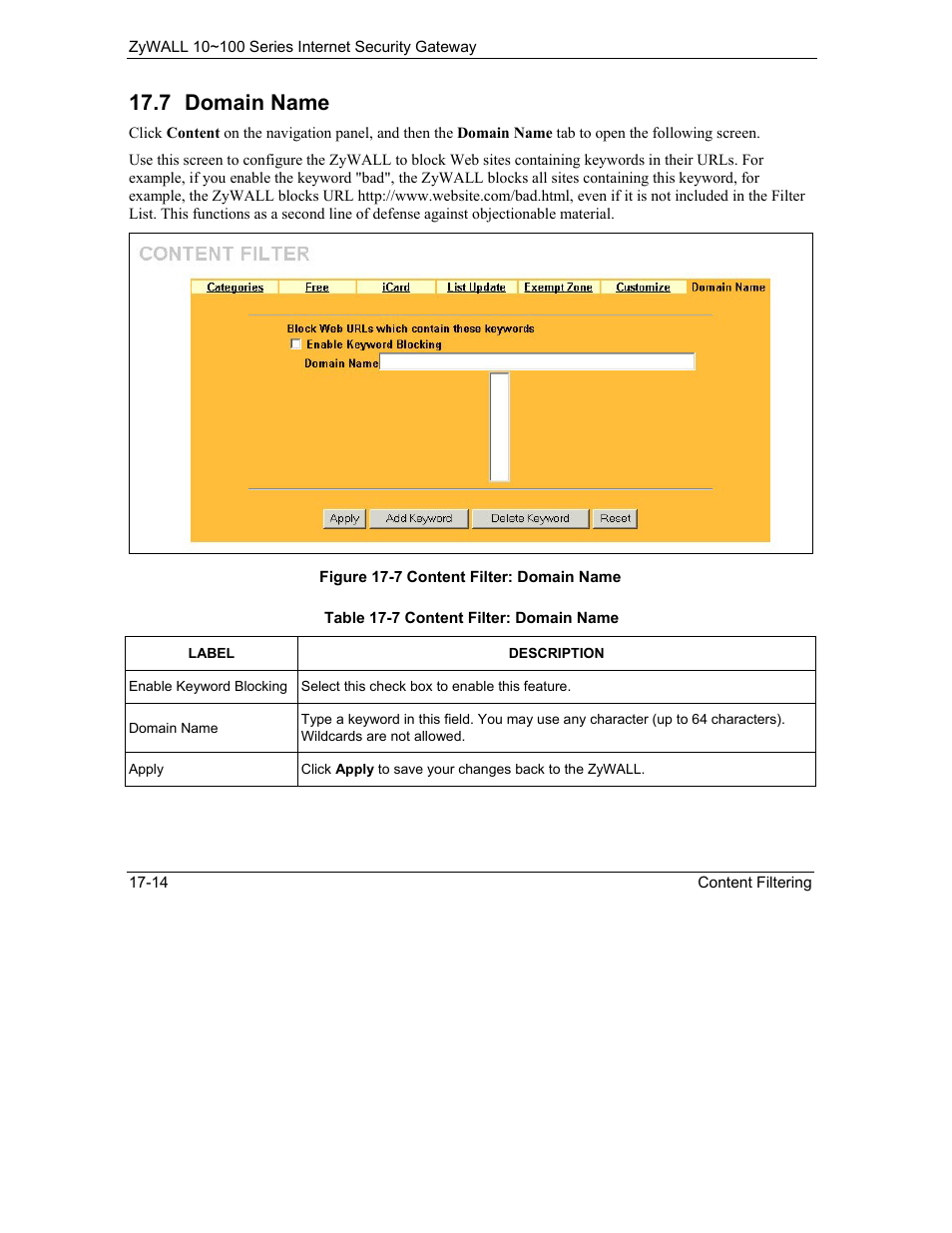 Domain name, 7 domain name | ZyXEL Communications 10 User Manual | Page 232 / 495
