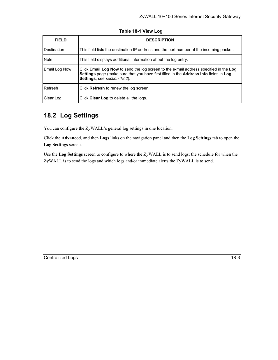 Log settings, 2 log settings | ZyXEL Communications 10 User Manual | Page 239 / 495