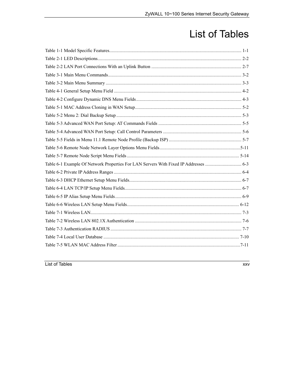 List of tables | ZyXEL Communications 10 User Manual | Page 25 / 495