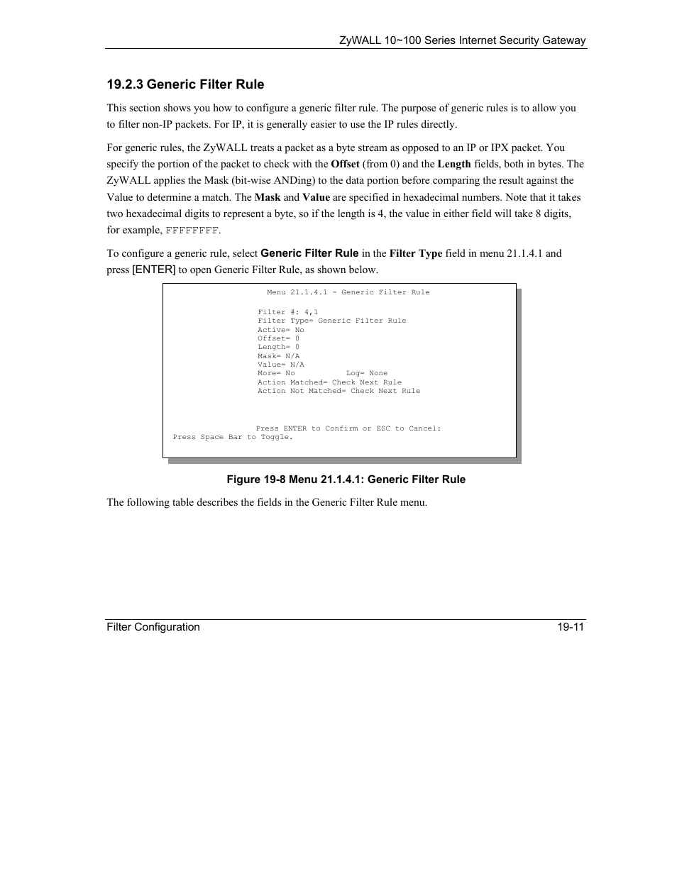 3 generic filter rule | ZyXEL Communications 10 User Manual | Page 253 / 495