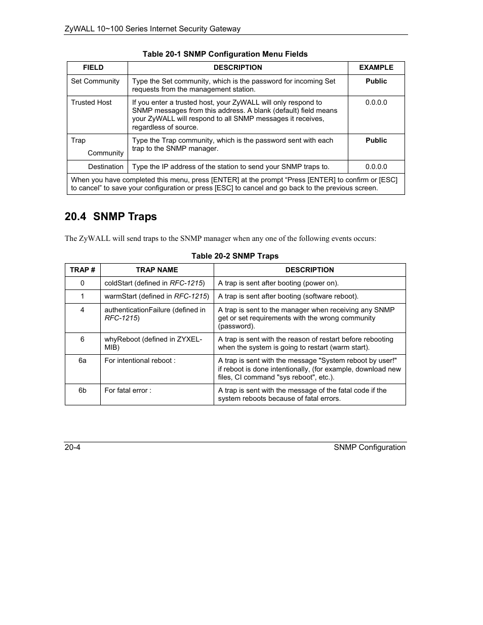 Snmp traps, 4 snmp traps | ZyXEL Communications 10 User Manual | Page 264 / 495