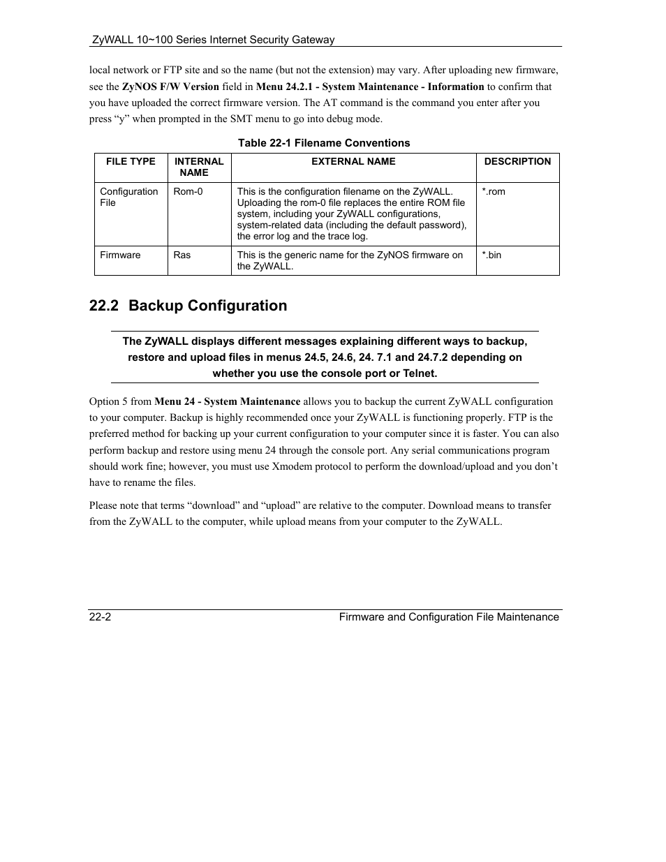 Backup configuration, 2 backup configuration | ZyXEL Communications 10 User Manual | Page 280 / 495