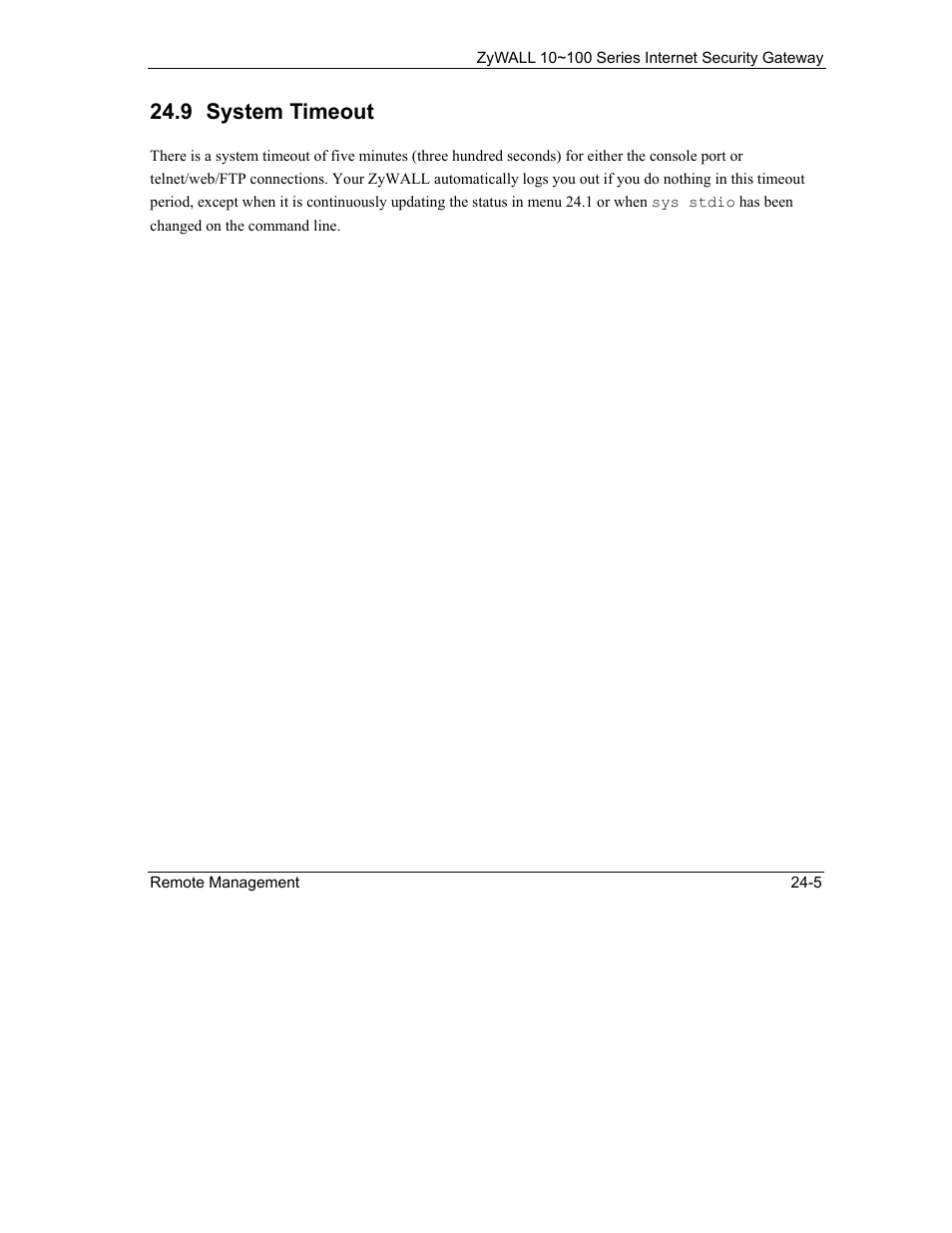 System timeout, 9 system timeout | ZyXEL Communications 10 User Manual | Page 313 / 495
