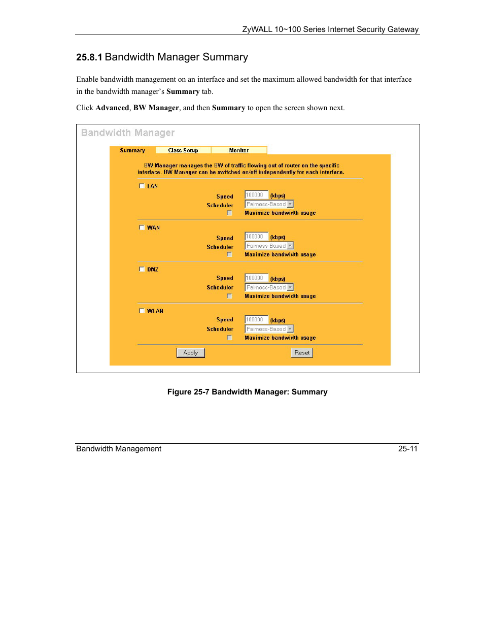 Bandwidth manager summary | ZyXEL Communications 10 User Manual | Page 327 / 495