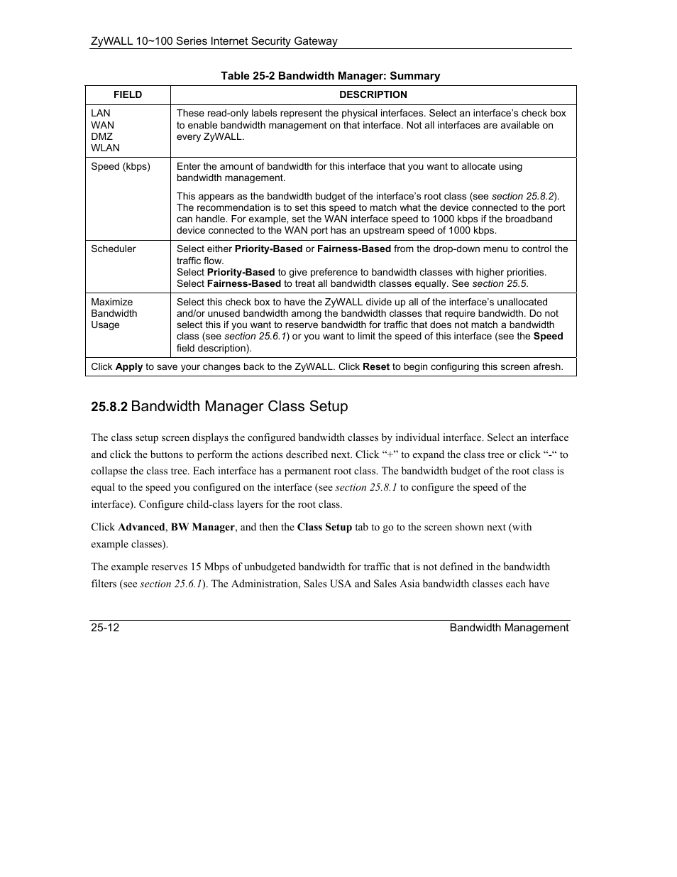 Bandwidth manager class setup | ZyXEL Communications 10 User Manual | Page 328 / 495