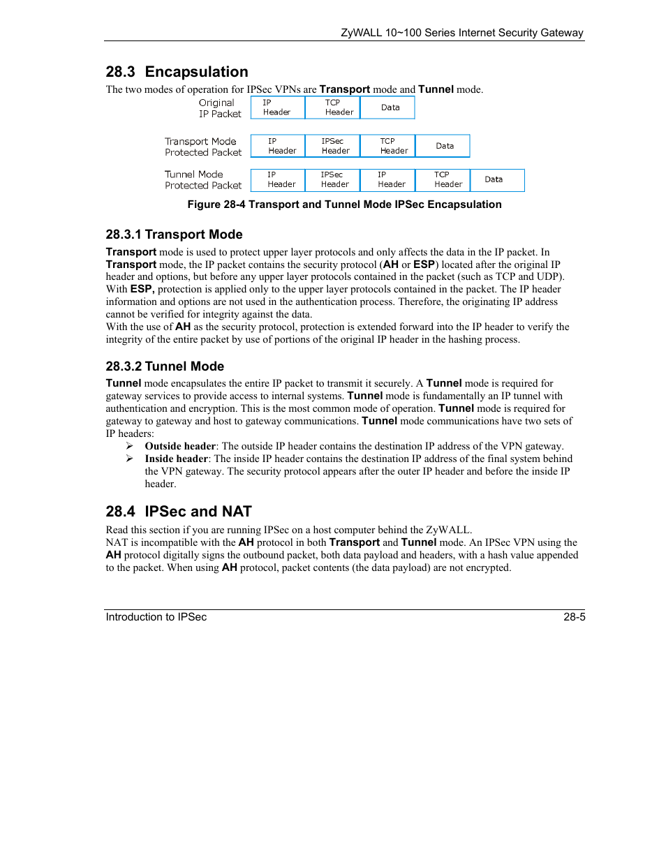 Encapsulation, Ipsec and nat, 3 encapsulation | 4 ipsec and nat | ZyXEL Communications 10 User Manual | Page 357 / 495