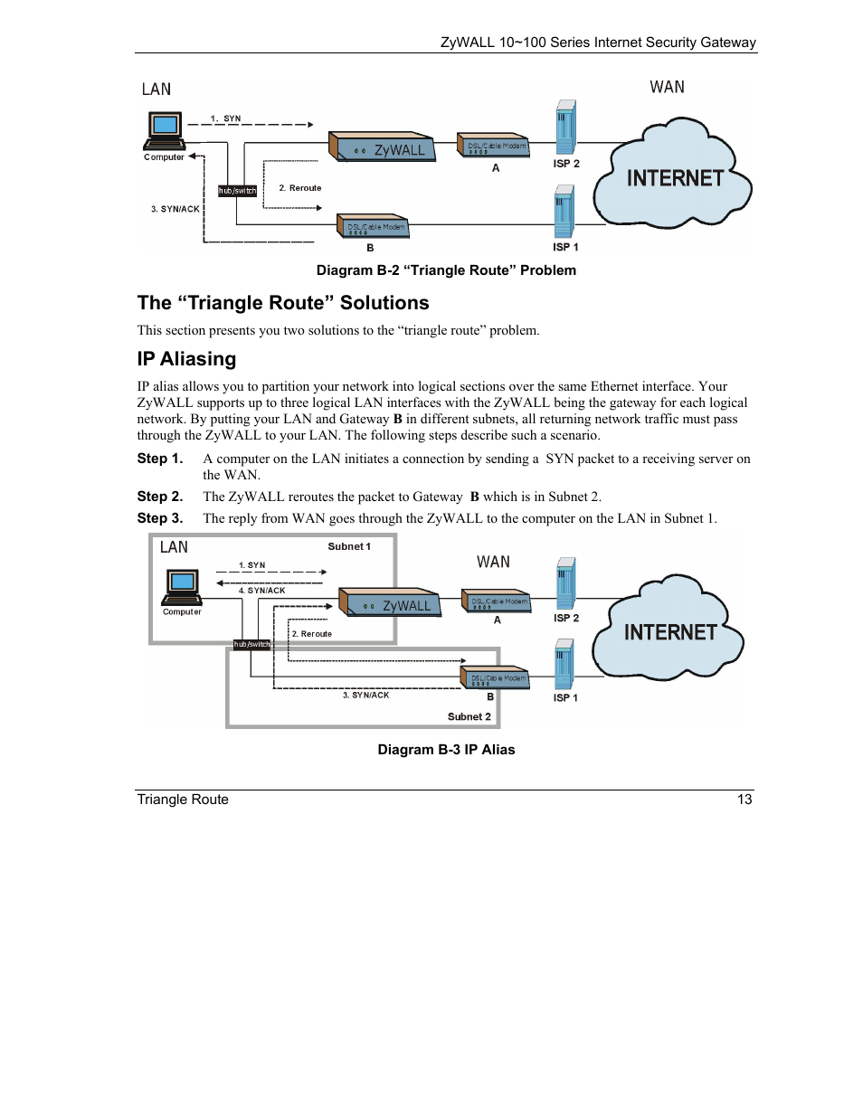 The “triangle route” solutions, Ip aliasing | ZyXEL Communications 10 User Manual | Page 405 / 495
