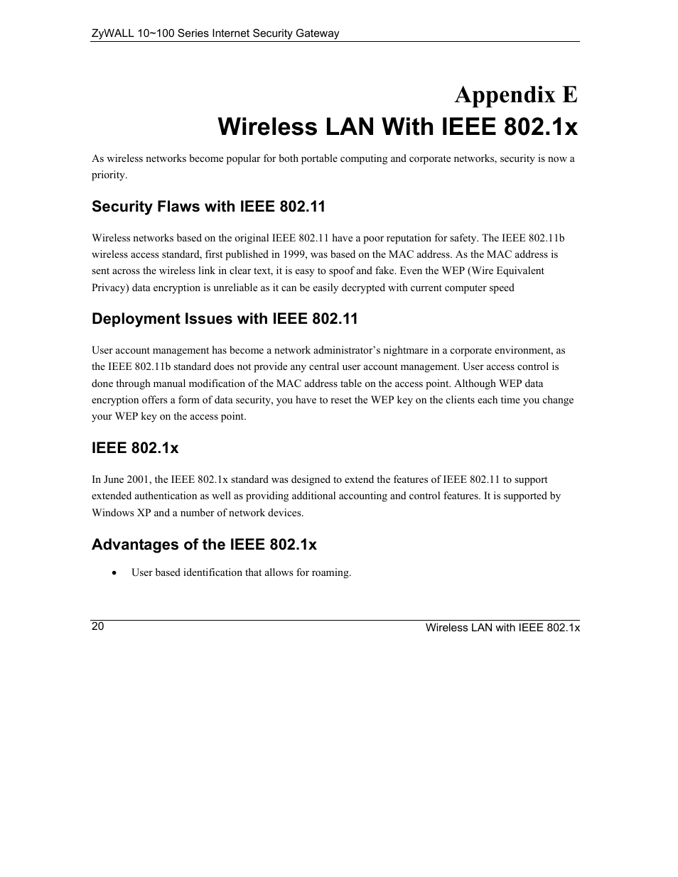 Wireless lan with ieee 802.1x, Appendix e wireless lan with ieee 802.1x | ZyXEL Communications 10 User Manual | Page 412 / 495