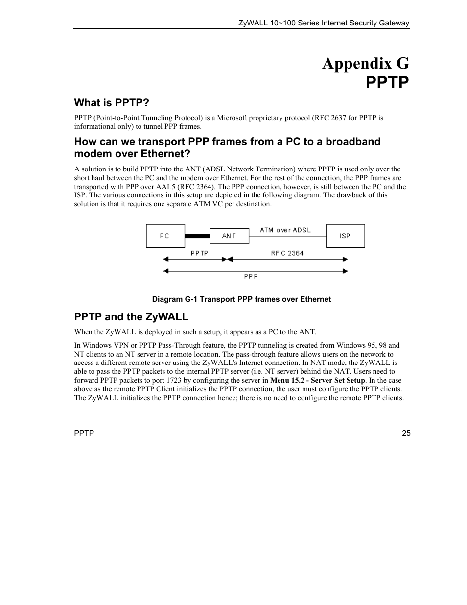Pptp, Appendix g pptp | ZyXEL Communications 10 User Manual | Page 417 / 495