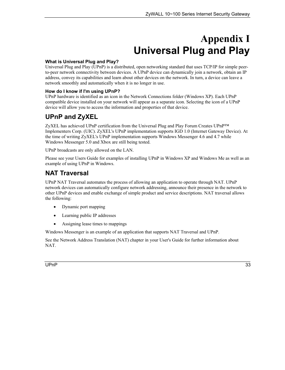 Universal plug and play, Appendix i universal plug and play | ZyXEL Communications 10 User Manual | Page 425 / 495