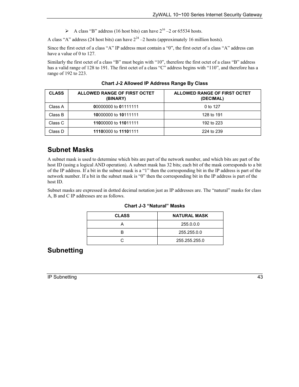 Subnet masks, Subnetting | ZyXEL Communications 10 User Manual | Page 435 / 495
