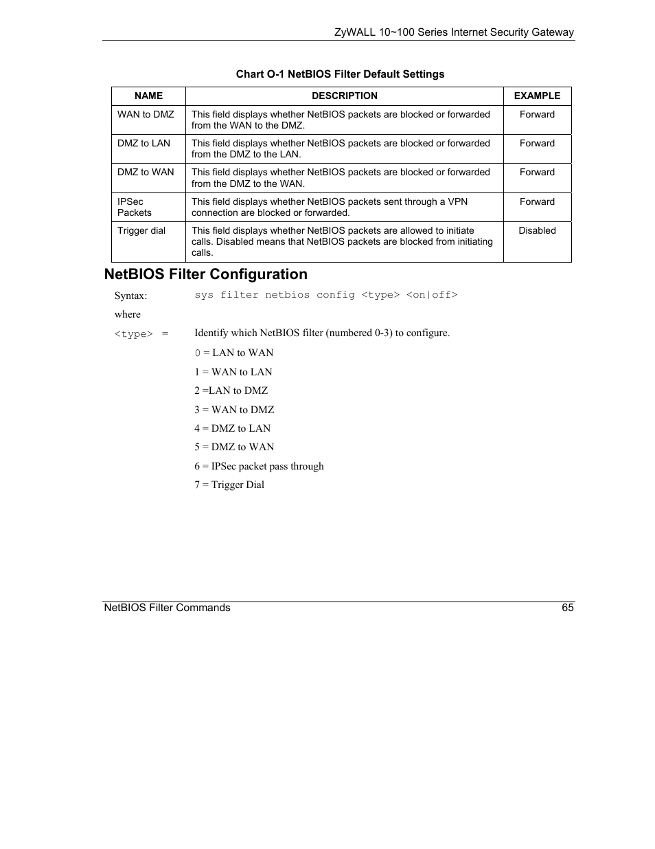 Netbios filter configuration | ZyXEL Communications 10 User Manual | Page 457 / 495