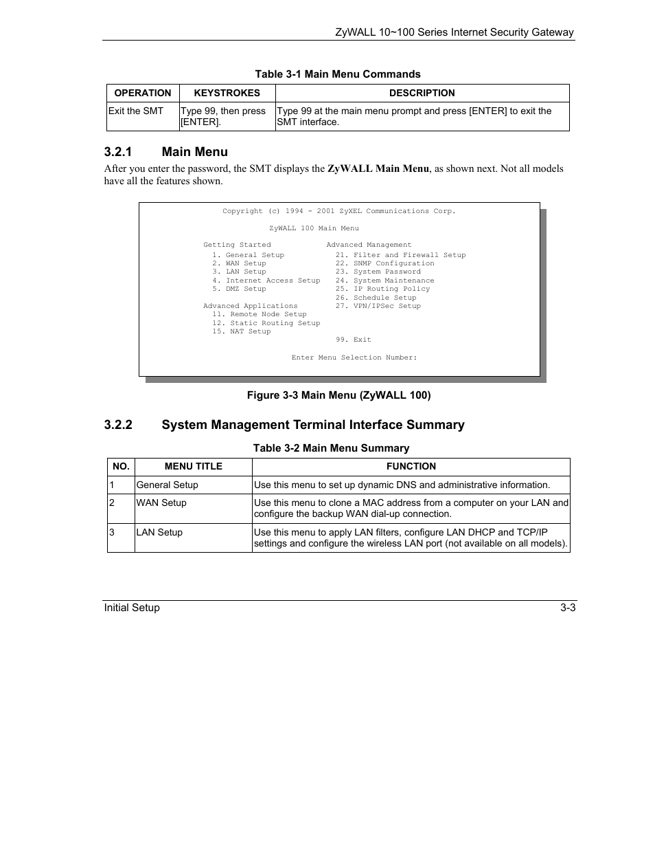 1 main menu, 2 system management terminal interface summary | ZyXEL Communications 10 User Manual | Page 59 / 495