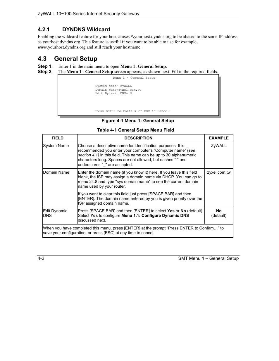 General setup, 3 general setup, 1 dyndns wildcard | ZyXEL Communications 10 User Manual | Page 66 / 495