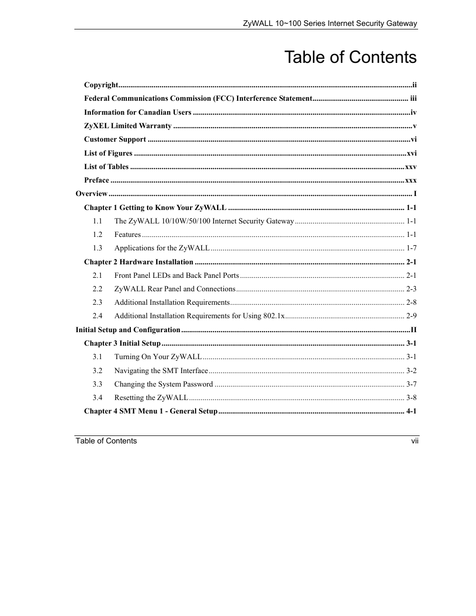 ZyXEL Communications 10 User Manual | Page 7 / 495