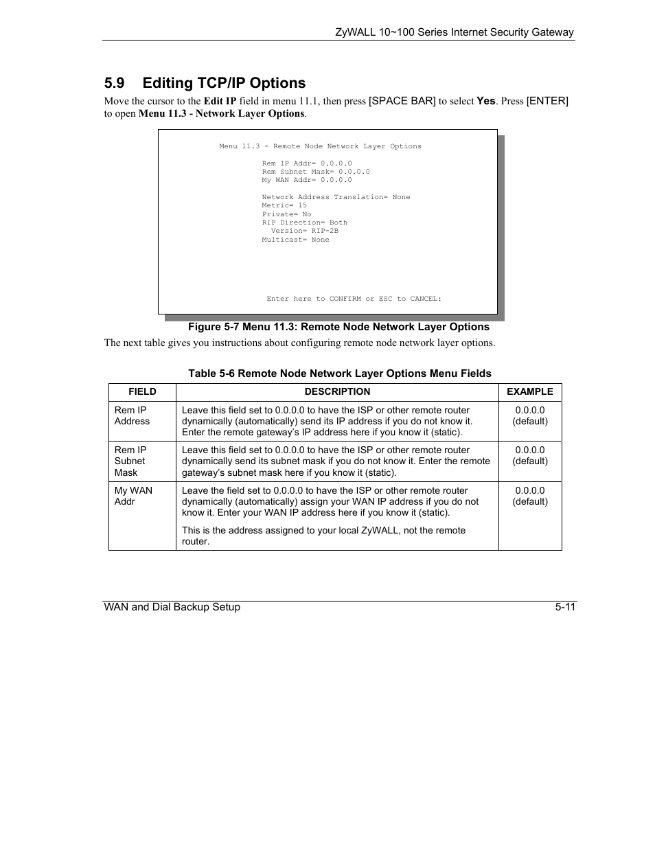 Editing tcp/ip options, 9 editing tcp/ip options | ZyXEL Communications 10 User Manual | Page 79 / 495