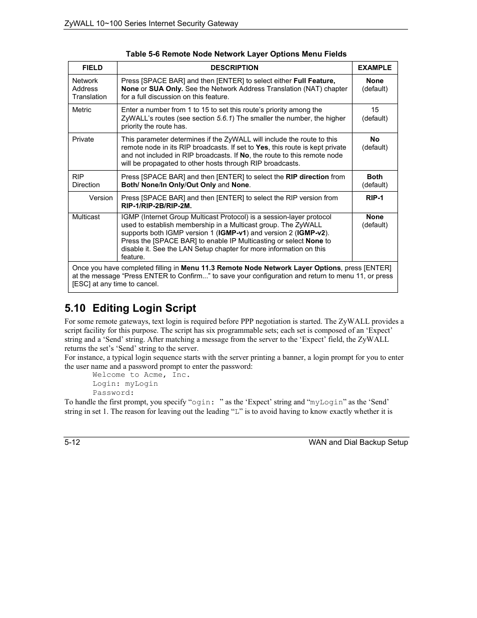 Editing login script, 10 editing login script | ZyXEL Communications 10 User Manual | Page 80 / 495