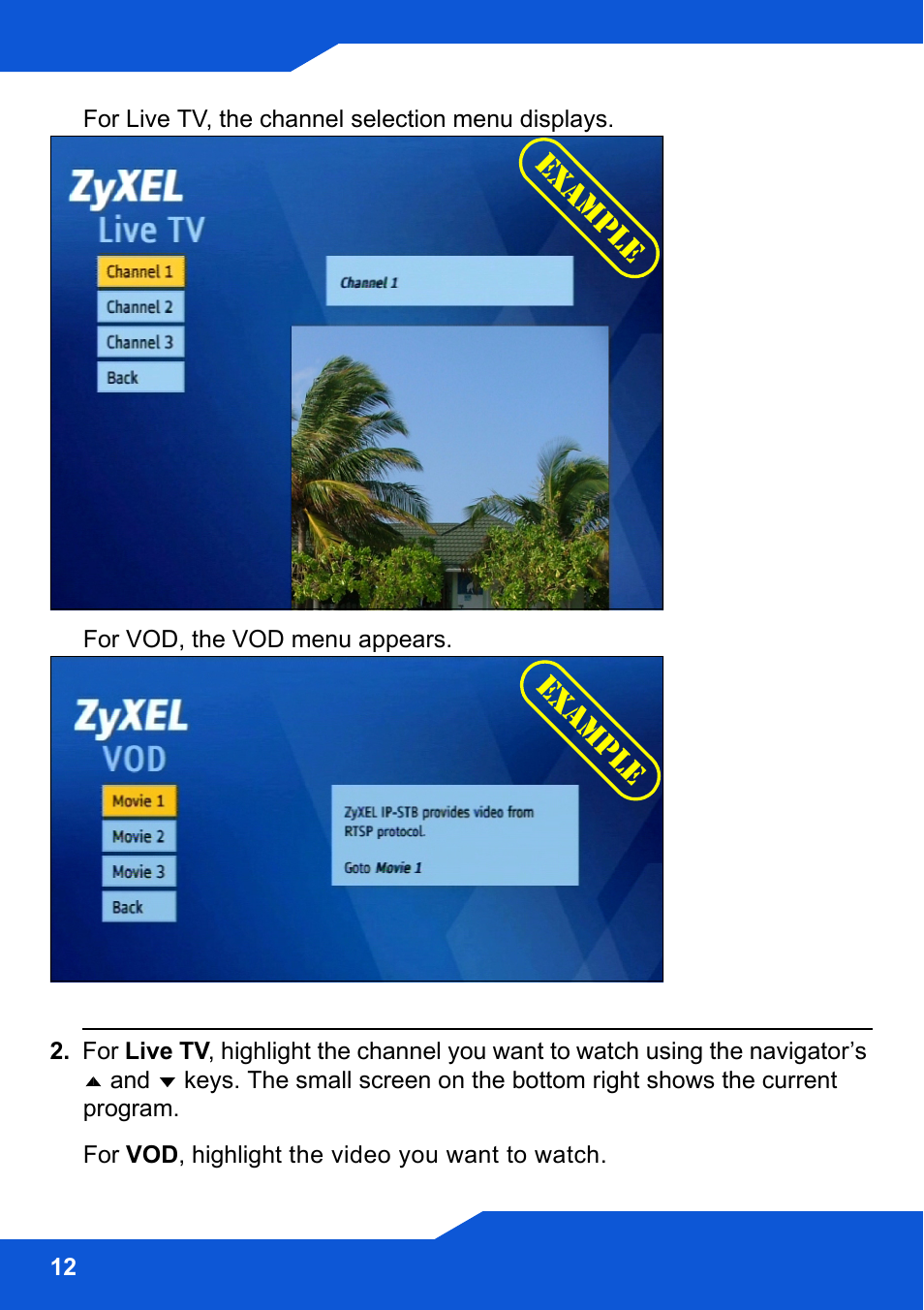 Example | ZyXEL Communications STB-1001S2 User Manual | Page 12 / 18
