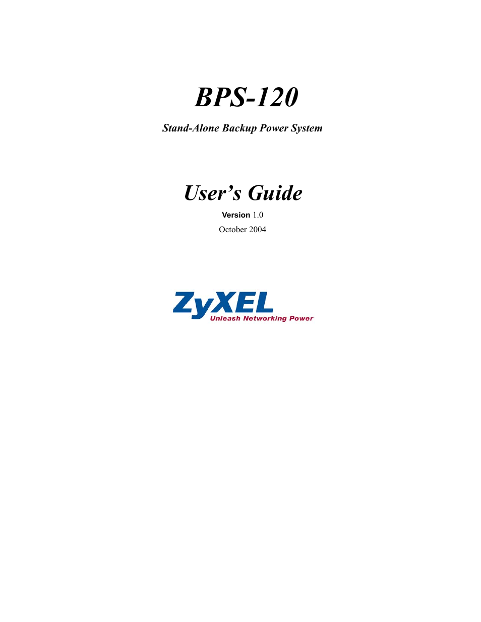ZyXEL Communications BPS-120 User Manual | 20 pages
